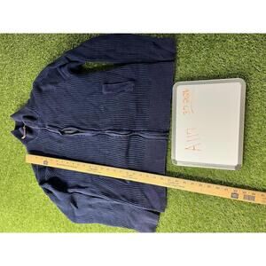 Merona Navy Jacket Large Textured Ribbed Blue Waffle Knit Zip-Up Sweater